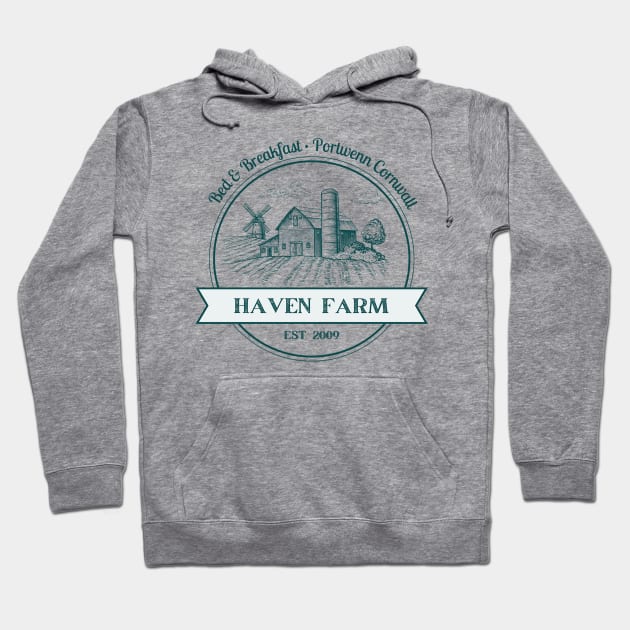 Doc Martin Haven Farm Aunty Joan Portwenn Port Isaac Cornwall Dark Hoodie by SonnyBoyDesigns